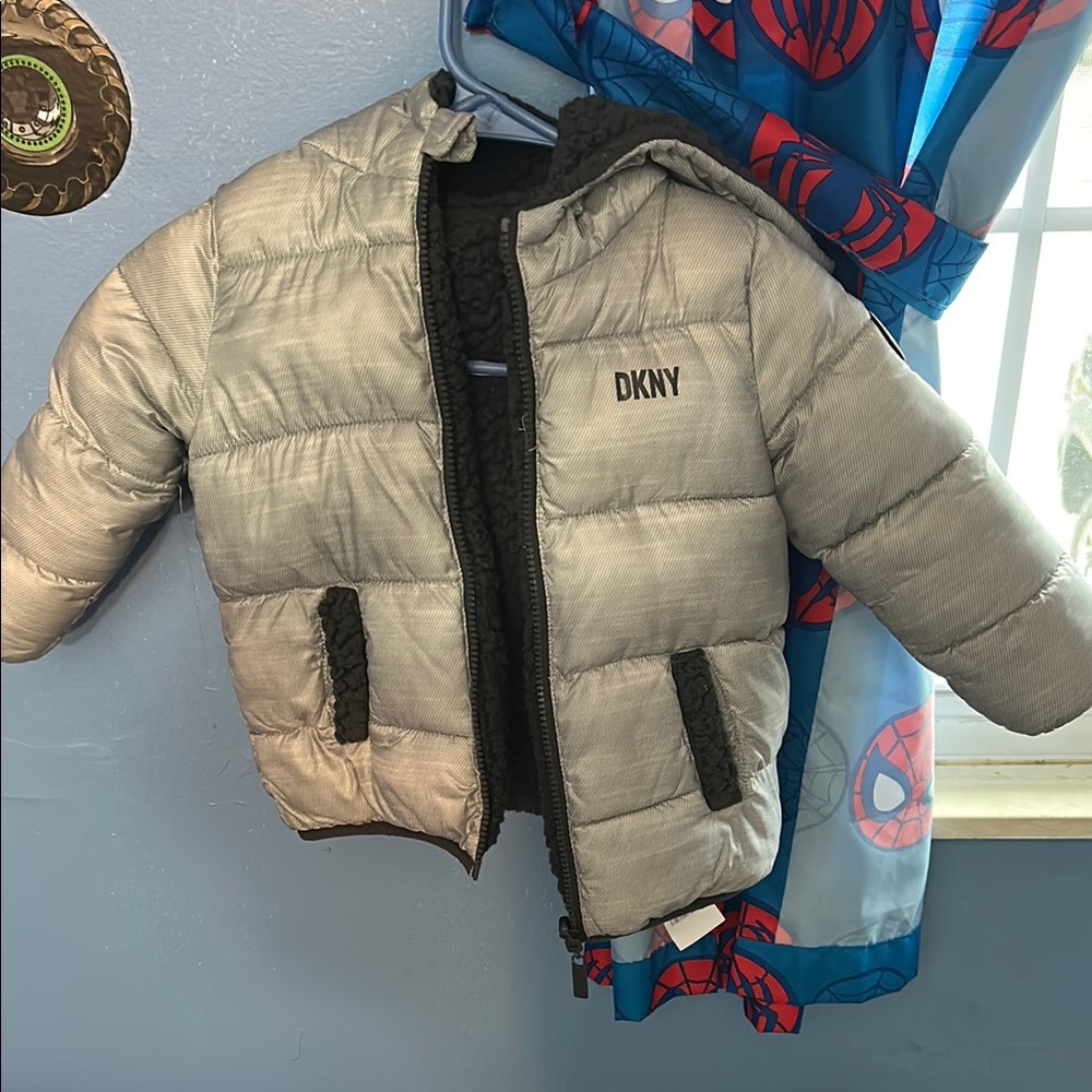 DKNY Gray Puffer Jacket